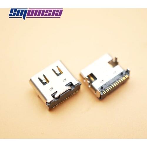 Smonisia 100pcs USB Female Sockets Short SMT Connector Copper 4Pins DIP 90Degree 16P Single Row Tyep-C 3.1 UDP Jack