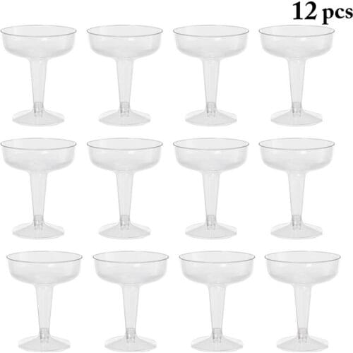 12pcs Party Cups Disposable Plastic Cocktail Drink Glasses Champagne Flutes Wedding Birthday Party Decorations Tableware