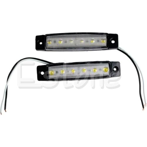 2X 6-LED Bus Van Boat Truck Trailer Side Marker Tail Light Lamp 12V White