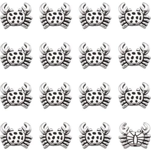 20pcs Tibetan Style Alloy Beads Antique Silver Color Crab Octopus Jellyfish for Bracelet Necklace Jewelry Making Accessories