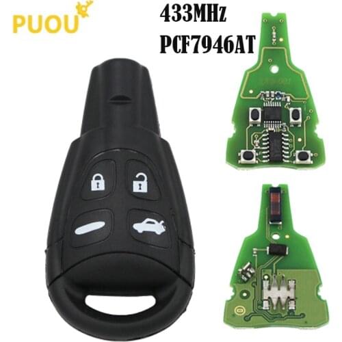 4 Buttons Remote Key Fob 433Mhz PCF7946AT Fit For SAAB 9-3 9-5 2003-2010 FCC:LTQSAAM433TX