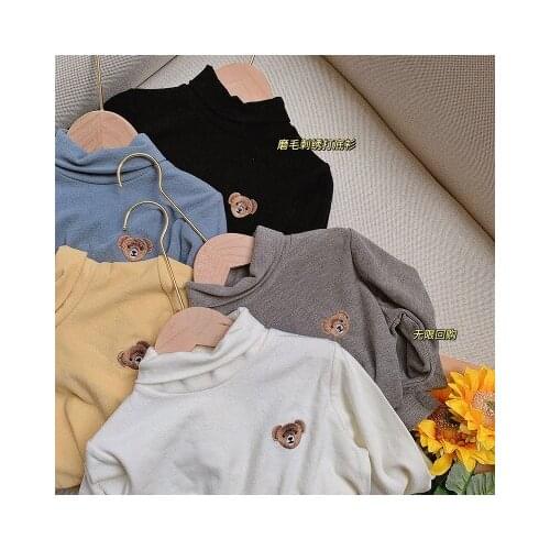 Childrens Bottoming Shirt 2020 Autumn New Baby Boys and Girls Cartoon Embroidery Long-sleeved Baby Boys Turtleneck T Shirt 2-8Y