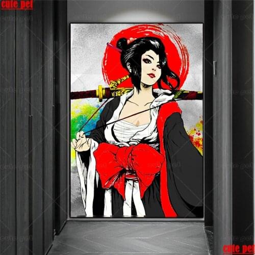 DIY square round Diamond Painting Japanese kimono woman Cross Stitch Diamond Mosaic Diamond Embroidery Pattern Rhinestone Decor