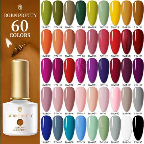 BORN PRETTY Autumn Series Gel Nail Polish 60 Colors 6ml Orange Yellow Colors Soak Off UV Gel Varnish Nail Art Desig Manicure
