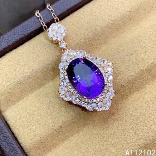 KJJEAXCMY fine jewelry 925 Sterling Silver inlaid Amethyst Girls exquisite retro pendant Chinese style suit support test