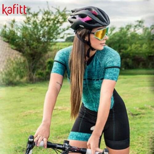 KAFITT Team Triathlon Suit Womens Cycling Jersey One-piece Jumpsuit Maillot Cycling Ropa ciclismo Short Sleeve Set Sweatshirt