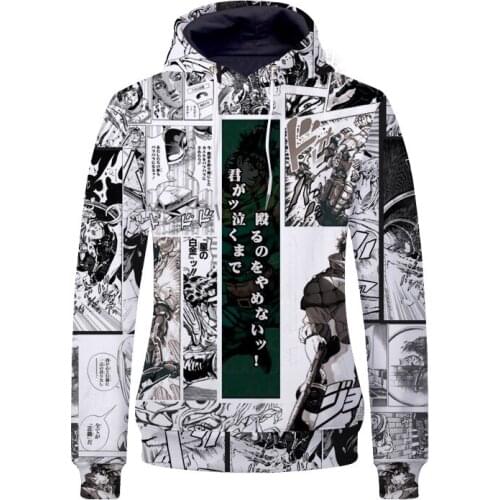 JOJO Cosplay Costume JoJos Bizarre Adventure 3D Print Hooded Sweatshirts Men Hoodies Coat Hoodies Pullover Streetwear