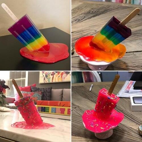 Creative Multicolor Resin Ornament Artificial Home Decoration Eco-Friendly DIY Melting Ice Cream Sculpture Art Craft for Table