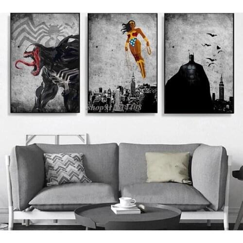 Marvel Vintage Avengers Disney Poster Canvas Wall Print Superhero Venom Home Decoration Canvas Painting Wall Art for Living Room