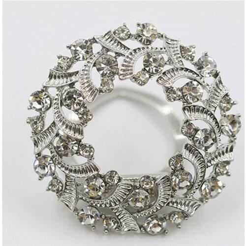 Fashion Womens Round Brooch Exquisite Female Golden Bright Opal shining crystal big Bow brooches Pin for women wedding bouquets