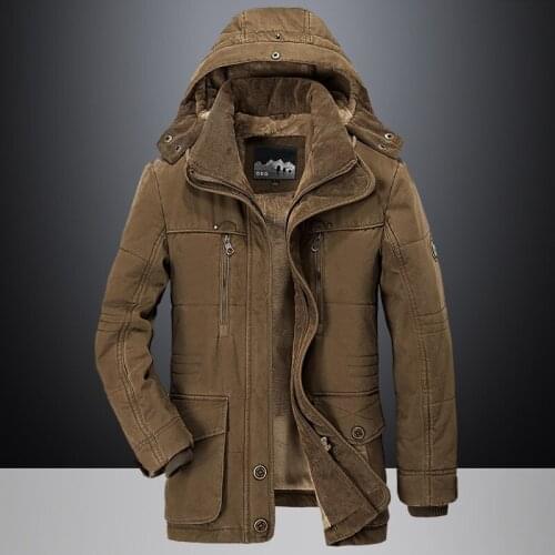Winter Men Fleece Parka Coats Thick Mens Hooded Jacket Coat Warm Thicken Male Overcoat Windproof Outwear Jaqueta Masculina