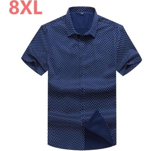 Plus 8XL 6XL 5XL cotton Men Casual Shirt Short Sleeve Summer High Quality Fashion Printed Shirts Male Dress Brand Clothing