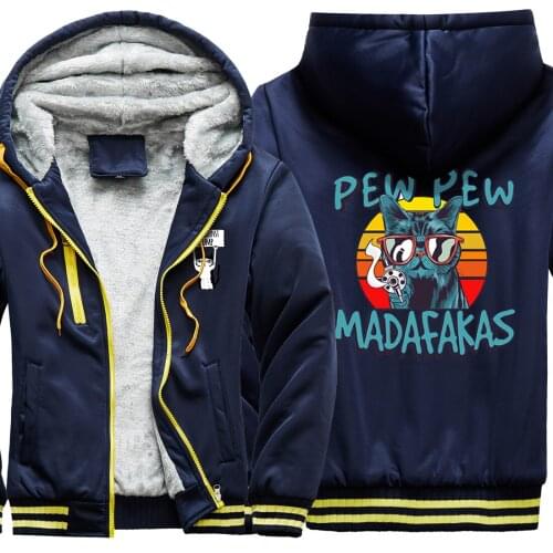 Pew Madafaka Keep Warm Mens Raglan Thicken Jackets Mans Sweatshirts Korean Style Leisure Tracksuits Zipper Retro Clothing Tops