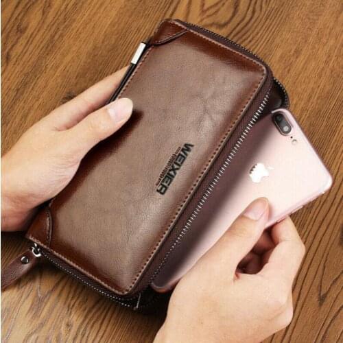 Mens Male Wallet Handbag Cowhide Wallets with Coin Pocket Zipper Double Zipper Fashionable Versatile High-Capacity 2020 Hot