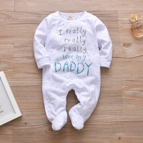 Newest Infant Baby Boys Girls Rompers Stylish Letter Toddler Clothes Footed Jumpsuit Newborns Side Snap Onesie Crawling Clothing