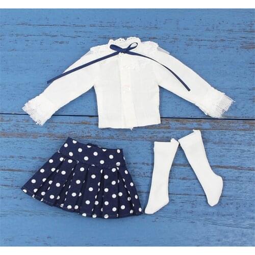 DBS Blyth doll clothes White shirt polka dot skirt Suitable for the 1/6 JOINT body Licca icy