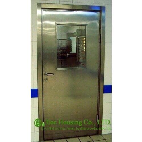 Single-leaf Stainless Steel Fire Resistant Security Glass Door In Satin Finish
