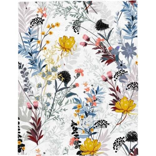 Dandelion Leaves Yellow Flowers Customize Blanket Soft Throw Blanket Machine Washable Blankets For Beds