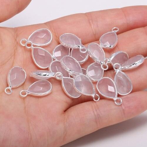 Natural Stone Pendants Drop Shape in Section Semi-precious Stone Edging Necklace Pendant for DIY Jewelry Making Size 10x14 mm