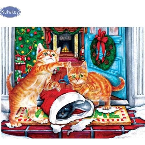 Full,Diamond Embroidery,diy Diamond Painting"play cats"Cross Stitch,Diamond Mosaic animals,Needlework,Crafts,Christmas gift