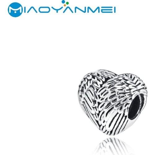 Romantic 925 Sterling Silver Beads Angel Wings Heart Charm Fit Original Pandora Bracelets Women DIY Fashion Jewelry