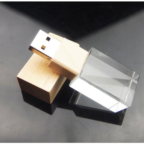 Crystal Wooden usb flash drive pen drive flash disk u disk pendrive 16GB 32GB 64GB wedding gift thumb drive(over 10pcs free logo