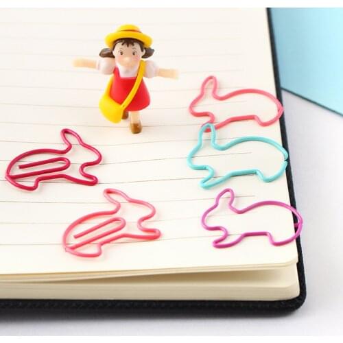 200pcs Cute Rabbit Paper Clips Decorative Office Accessories School Stationery Items Office Supplies Metal Paper Clips Kawaii