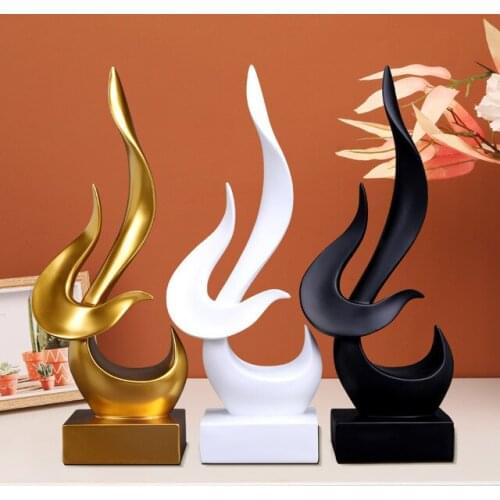 Modern Black White Gold Resin Flame Bird Ornaments Home Livingroom Desktop Figurines Decoration Bookcase Cabinet Sculpture Craft