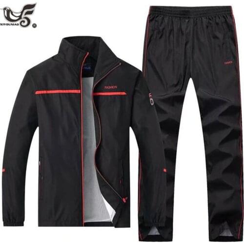 Mens Casual Tracksuit Long Sleeve Full-Zip Running Jogging Sporting Jacket and Pants sets outwear sportswear track suit men