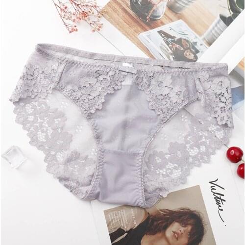 WomenS Panties Lace Side Sexy Breathable Pure Cotton Low-Grade Waist Sexy Panties Mid-Waist Different Models трусы женские 04
