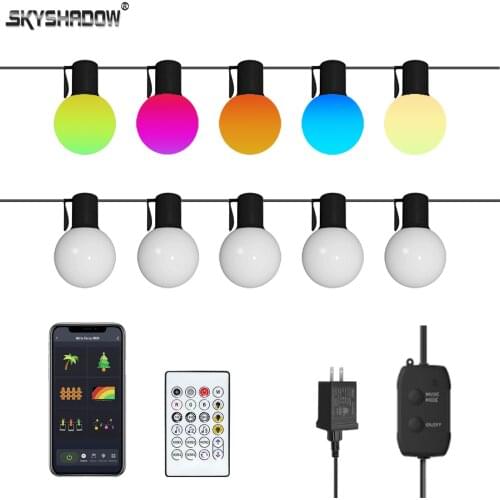 Outdoor String Light G40 LED Bulbs Bluetooth APP Control Smart Garland Fairy Light Waterproof For Party Christmas New Year Decor