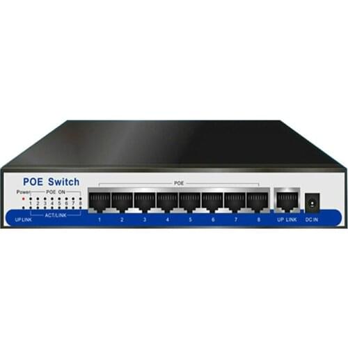 VV8 gigabit poe switch 100/1000Mbps IEEE802.3af/at active POE 8 port 50v2.3a for 8pcs 1080P 2MP 3MP 4MP 5MP 6MP camera