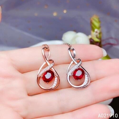 KJJEAXCMY boutique jewelry 925 sterling silver inlaid Natural Ruby pendant Female supports detection exquisite classic