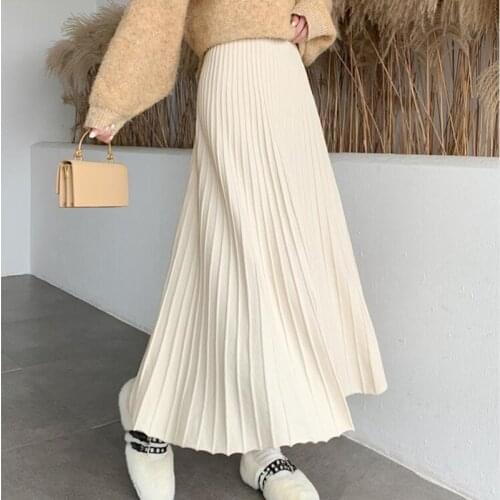 Womens Vintage Clothes Long Skirts Black Harajuku High Waist Streetwear 2021 fall winter Fashion Elastic Preppy Style Midi Skirt