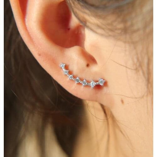 Korean Jewelry Zircon Crystal 925 sterling silver Geometry Stud Earrings For Women Statement Ear Jewelry Wholesale top quality