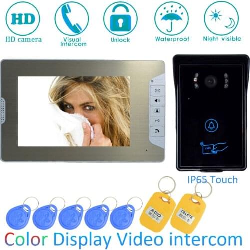 1 SET) Video Intercom Home Garden Improvement Door Phone 7'' Monitor With RFID Card Unlock Release Function Door Bell System
