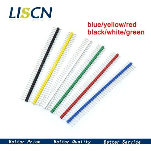 10pcs 1x40 Pin 2.54 Single inline row needle seat blue/yellow/red/black/white/green Round Header connector