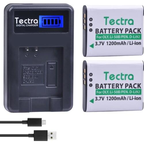 2pc li50b Li-50B LI50B D-Li92 Li50B Battery with LCD USB Charger for Olympus Mju 1020 SP-800UZ Stylus 1010 u 1010 Ricoh CX3