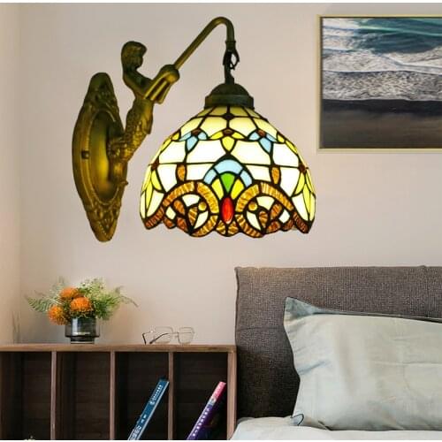 20cm Tiffany Wall Lamp Living Room Bdroom Bedside Wall Lamp E27 Single Head Mirror Front Lights