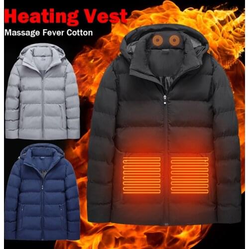 2020 Smart Heated Jackets Autumn Winter Warm Thermal Hooded Neck Massage Jackets Usb Electric Heated Outdoor Hiking Vest Coat