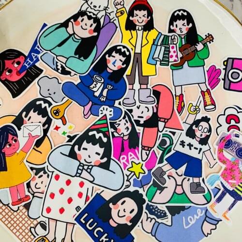 23 PCS Cute cartoon girl Scrapbooking stickers book Student kids toys Notebook label Decorative sticker paper Stationery