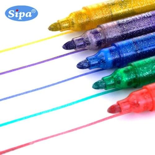 5pcs/set Metallic Marker Glitter Magic Markers Bright Sparkling Color Water Paint gold metal Pen DIY for Black Paper Stone Wood