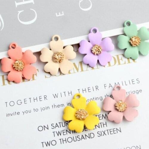 Alloy Painting Colorful Flower Charm For DIY Jewelery Making Crafting Earring/Necklace/Bracelet Pendant 5pcs y1521 19X21MM