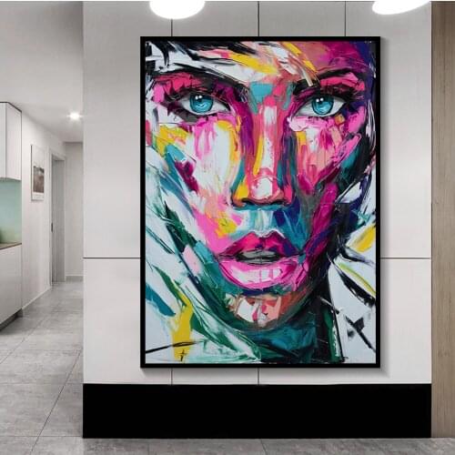 Abstract Colorful Girl Face Canvas Paintings Posters And Prints Modern African Girl Wall Art Picture for Bedroom Home Decoration
