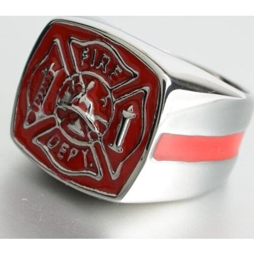American Firefighter Logo Ring for Men Gothic Fashion Charm Personality Party Finger Jewelry Accessories 2021 Ring Trend Anillos