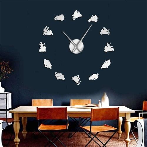 Large Wall Clock Explosive Motorcycle Riding Mobile Phone 3D Acrylic Mirror EVA Wall Clock European Living Room