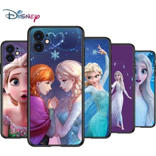 Disney Beautiful Princess Elsa Silicone Black Cover For Apple IPhone 12 Mini 11 Pro XS MAX XR X 8 7 6S 6 Plus 5S SE Phone Case