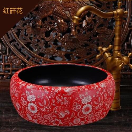 Europe Vintage Style Art Basin Sinks Ceramic Counter Top Wash Basin Bathroom Vessel Sinks vanities fashionable washing basin