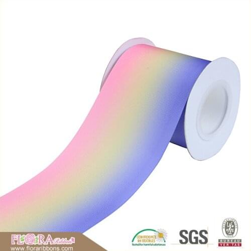 FLRA Ribbon (50yards/lot) 3 inch three colors mix rainbow ribbons for cheer bows