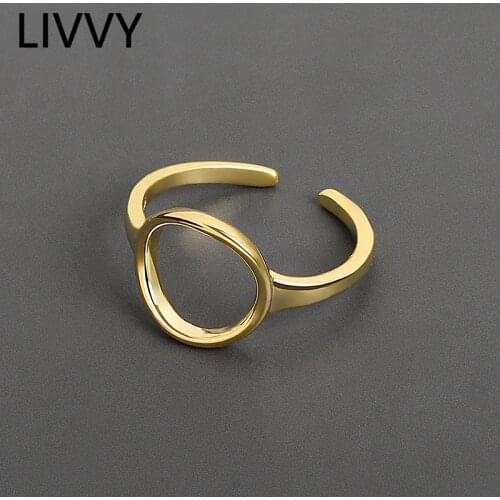 LIVVY Silver Color rings for women hollow out gold color Temperament Personality Fashion Female Trendy Resizable Opening